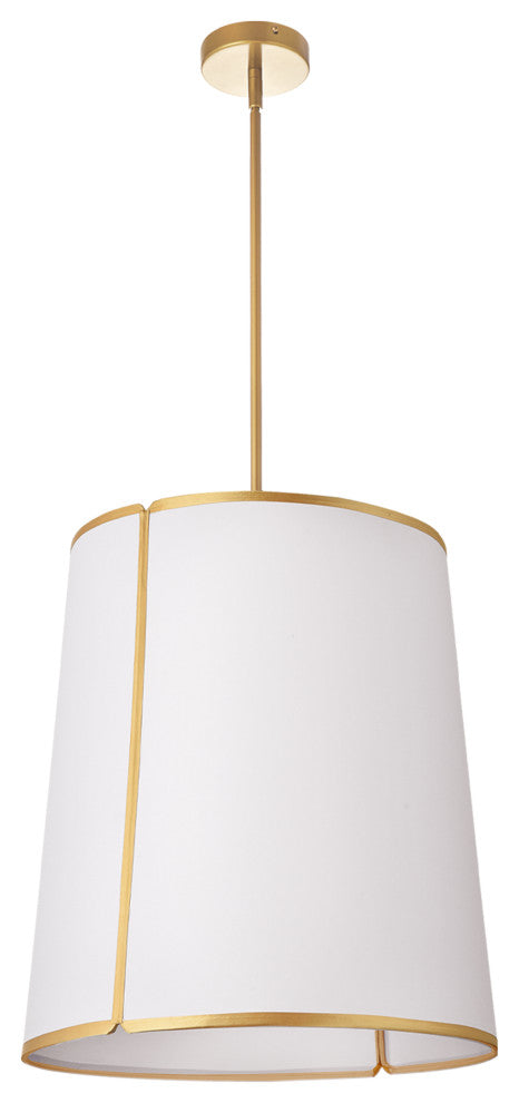 White With Gold Trim Modern Pendant With Gold Metal