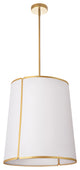 White With Gold Trim Modern Pendant With Gold Metal