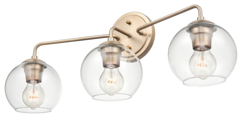 3 Light 25.5 in. Modern Gold Bathroom Vanity Light