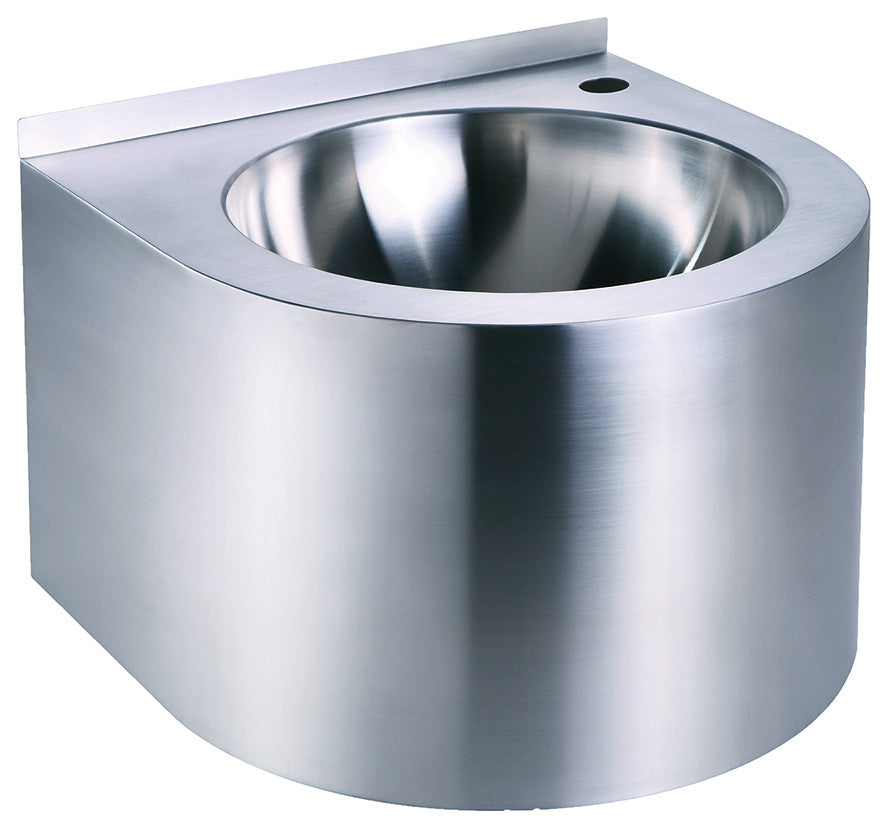 Brushed Stainless Steel Commercial Single Bowl Wall Mount Wash Basin