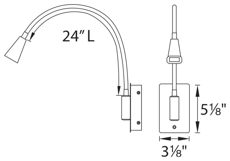 WAC Lighting Stretch LED Swing Arm, Black