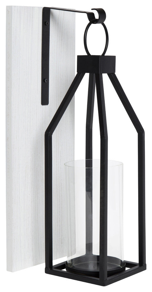 Oakly Wood and Metal Wall Sconce Candle Holder, White