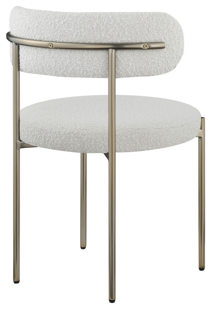 Beacon Dining Chair, Set of 2, Cream, Boucle Fabric, Brushed Brass Finish