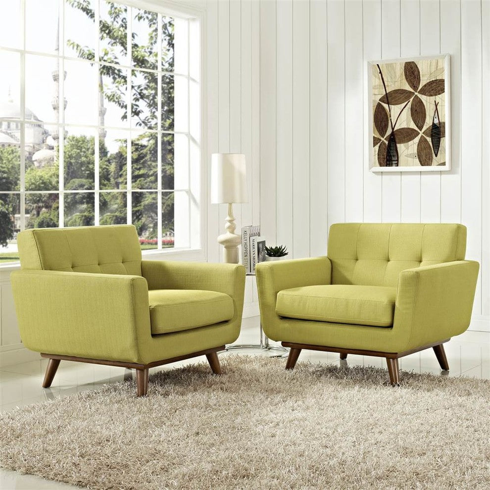 Modern Wheatgrass Engage Armchair Wood Set of 2