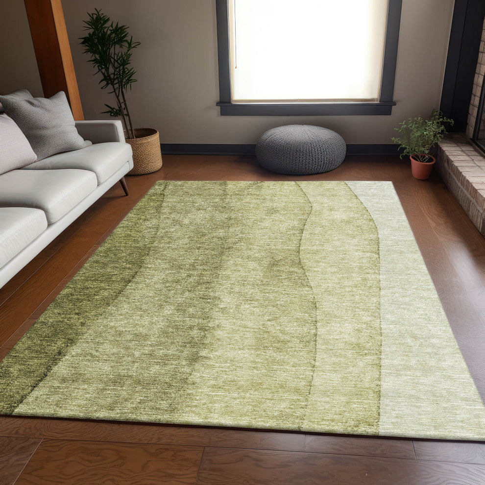 Premium Machine Washable Mayfield AMF690 Olive 10' x 14' Rug