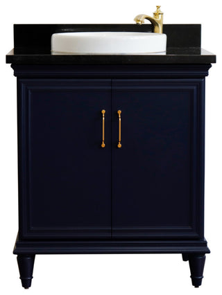 31" Single Vanity, Blue Finish With Black Galaxy And Round Sink