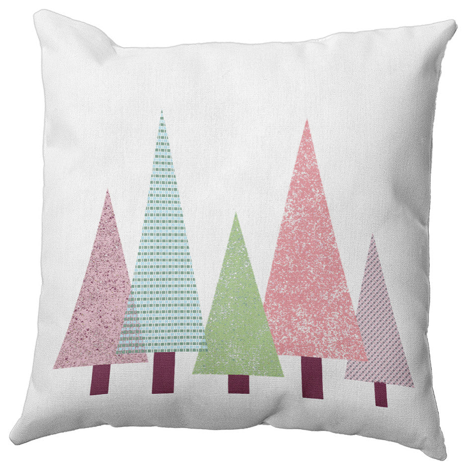 Triangle Trees Indoor/Outdoor Throw Pillow, Light Green, 18"x18"