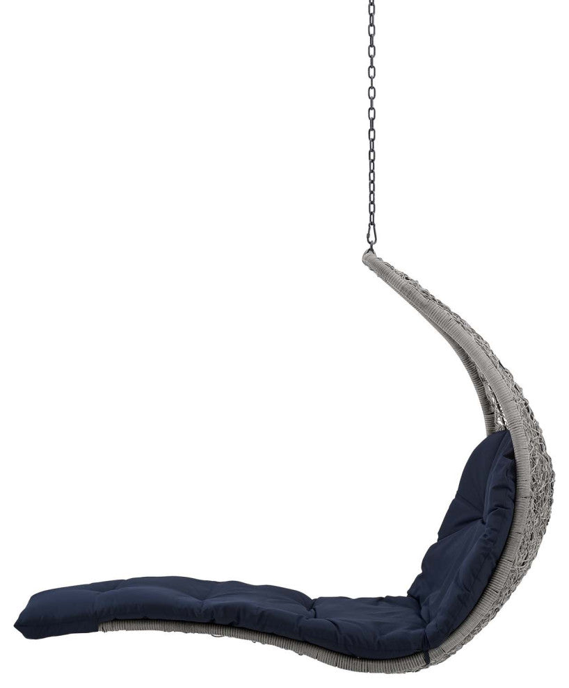 Swing Lounge Chair, Gray Blue Navy, Modern, Outdoor Patio Balcony Garden
