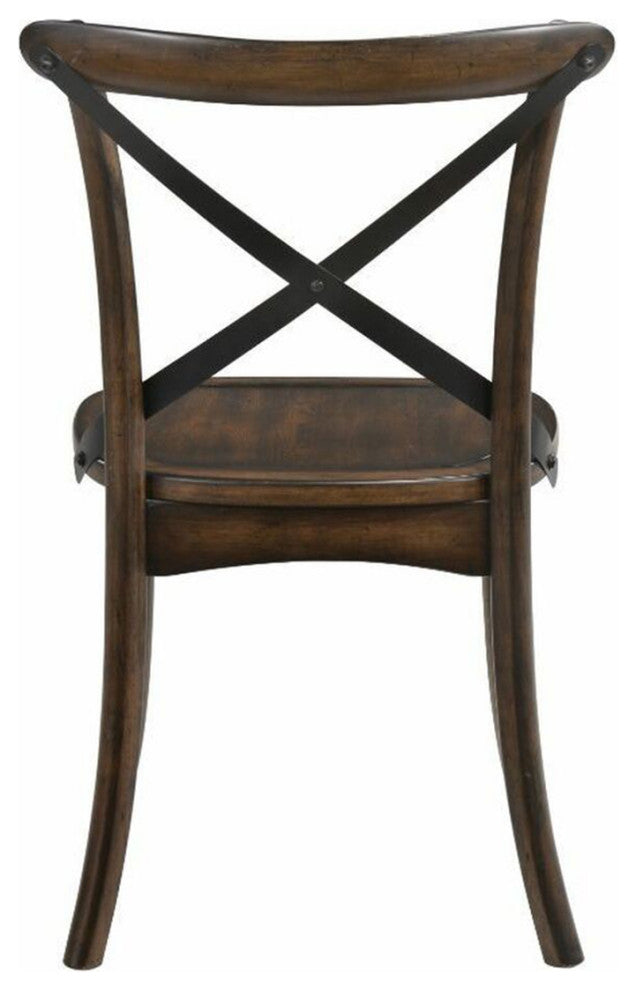 Set of 2 Wood Side Chair, Dark Oak/Black