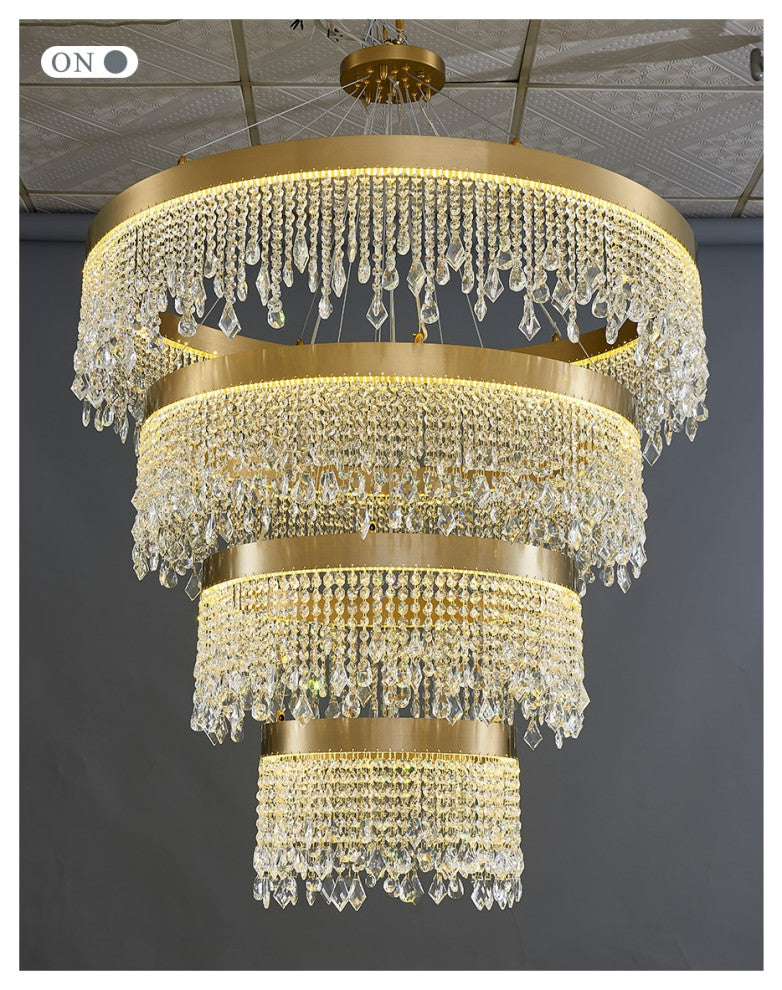 Loda | Multi-level Chic Large Crystal Chandelier, Cool Light 6000k