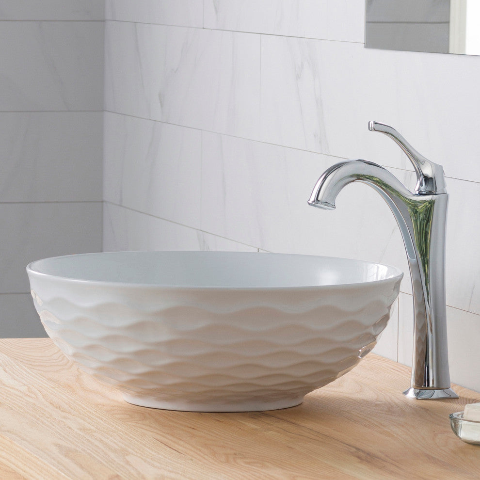 Viva Ceramic Round Vessel Bathroom Sink, White