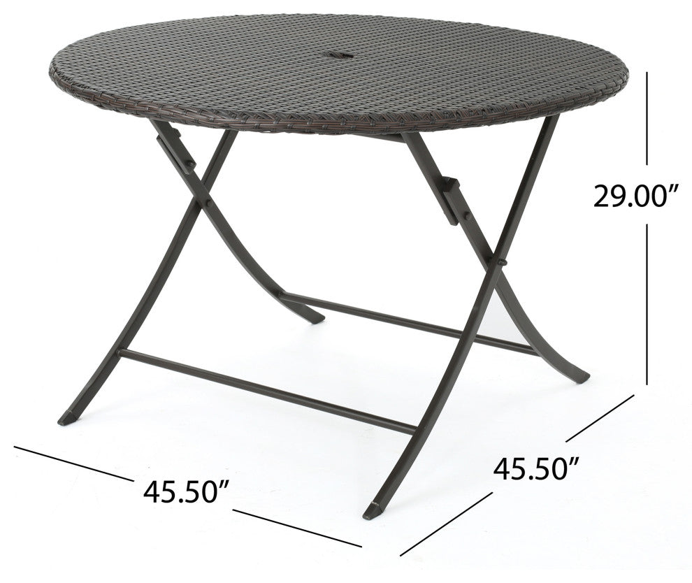 GDF Studio 5-Piece Radley Outdoor Multi-Brown Wicker Dining Set