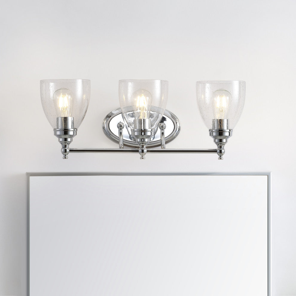 Marais Metal/Glass LED Vanity Light, Chrome, Width: 22.25"
