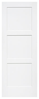 3-Panel Kimberly Bay Door, Interior Slab Shaker, White, 80"x32"x1.375"