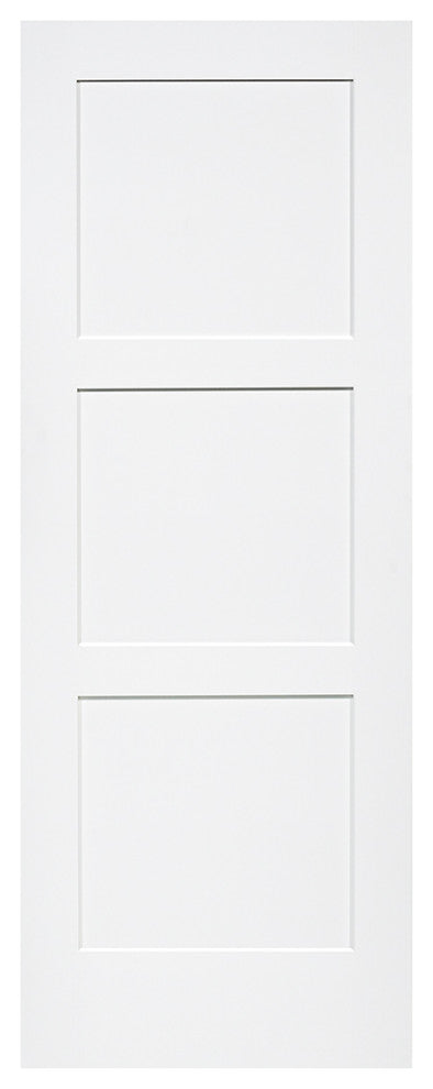 3-Panel Kimberly Bay Door, Interior Slab Shaker, White, 80"x32"x1.375"