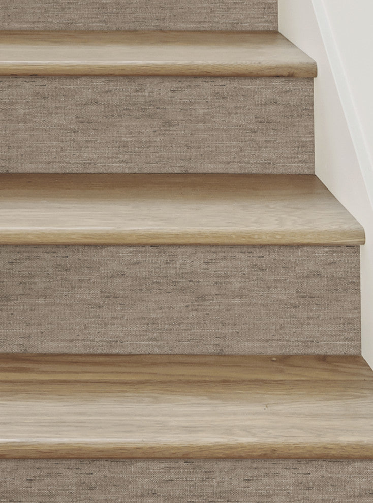 Canvas Look Peel and Stick Stair Riser Strips, Taupe, 48"x6", Set of 6