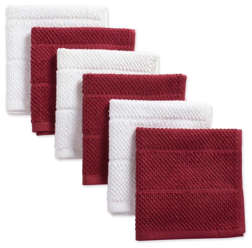 DII Assorted Barn Red Basic Chef Terry Dishcloth, Set of 6