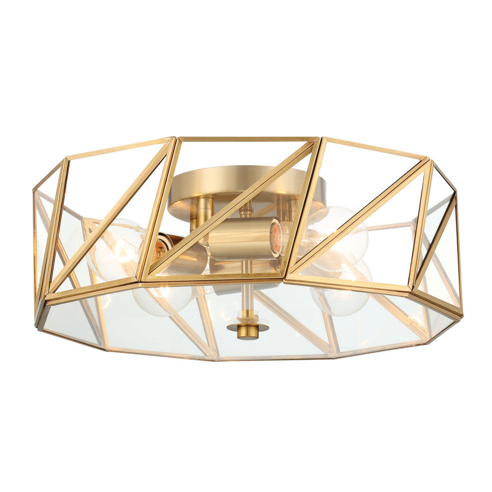 4 Light 15.94" Unique/Statement Geometric Flush Mount