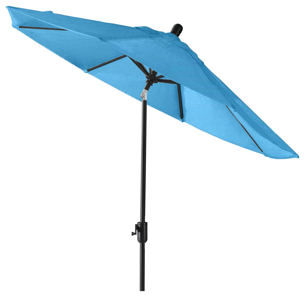 9' Round Push Tilt Market Umbrella, Black Frame, Sunbrella, Capri