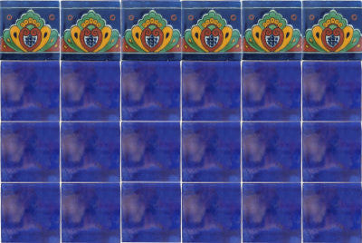 6x6 4 pcs Cobalt Blue Talavera Mexican Tile