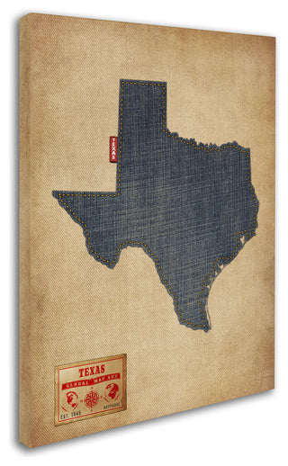 'Texas Map Denim Jeans Style' Canvas Art by Michael Tompsett