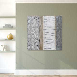 Peaceful Grey Textured Metallic Hand Painted Abstract Wall Art 48x48