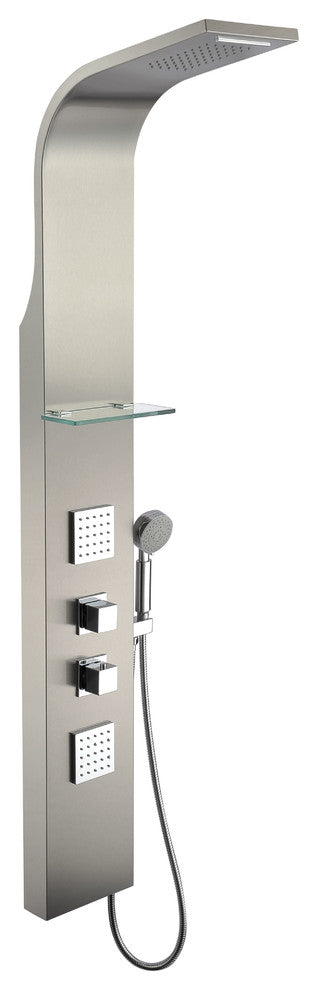 ANZZI Niagara 64 in. 2-Jetted Full Body Shower Panel in Brushed Steel