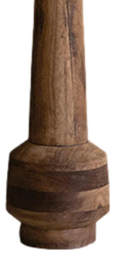 Classic Rustic Tapered Wood Column Floor Lamp 61 in Rich Grain Minimalist