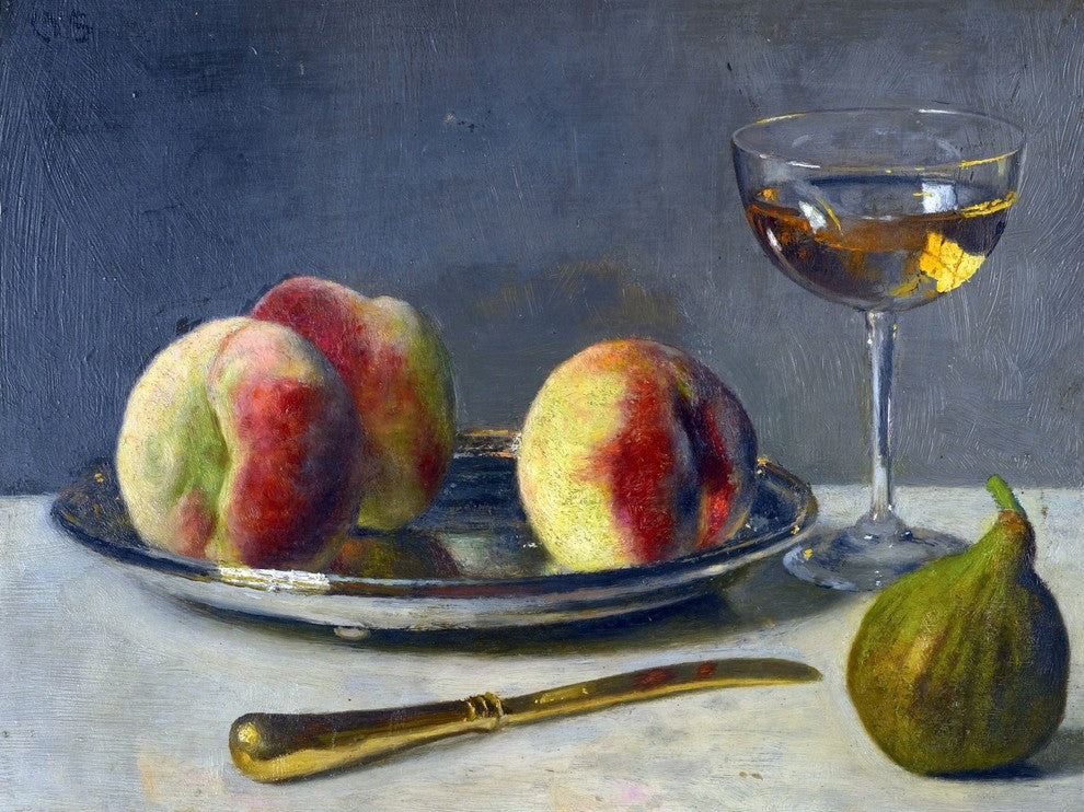 Tile Mural Still Life With Peaches and Fig Otto Scholderer, 6"x8", Glossy