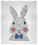 60 x 80 in Bow-tie Easter Bunny Throw Blanket, Dark Cobalt Blue