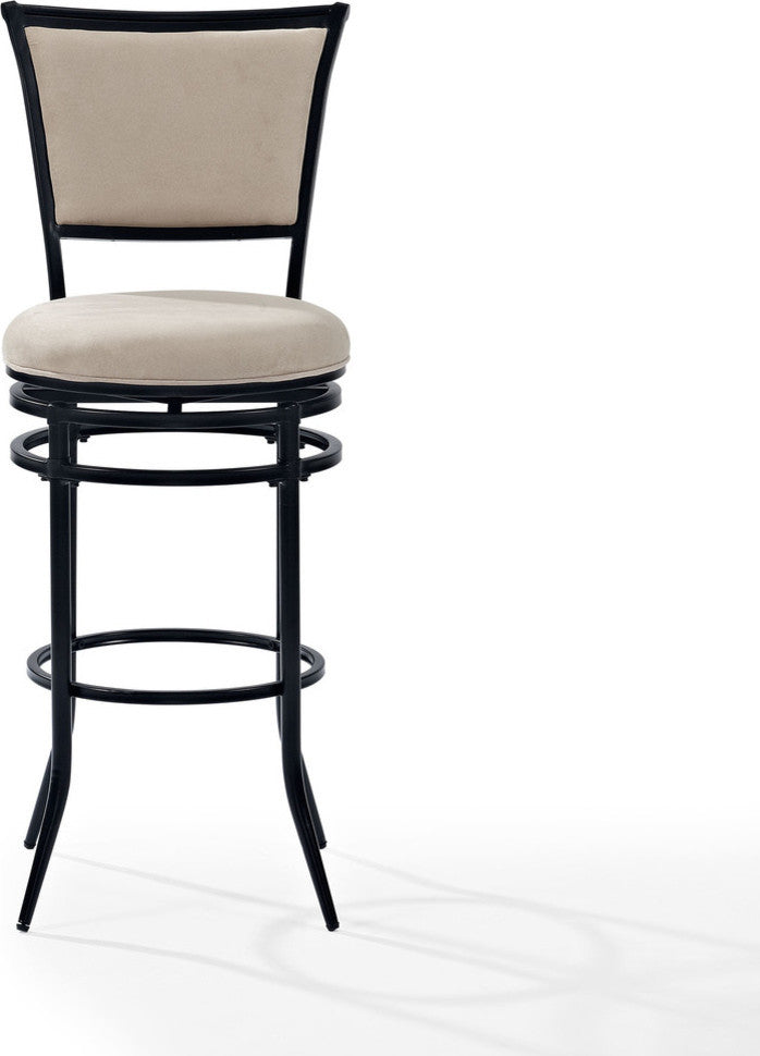 Rachel Swivel Bar Stool, Black With White Cushion