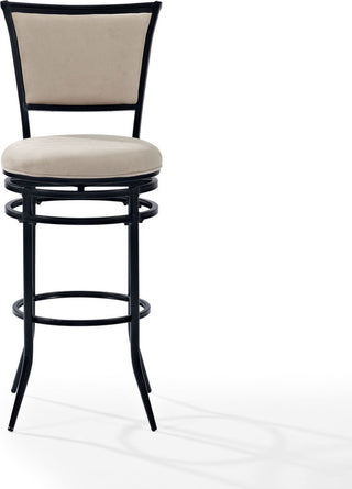 Rachel Swivel Bar Stool, Black With White Cushion