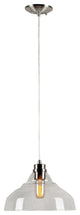 1 Light Cord-Hung Glass Mini Pendant, Brushed Nickel, Clear Glass