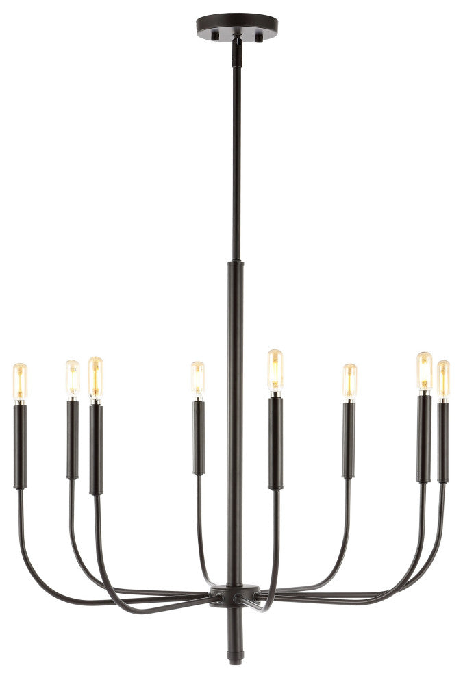 Amoros 27.25" 8-Light Modern Mid-Century Iron LED Chandelier, Oil Rubbed Bronze