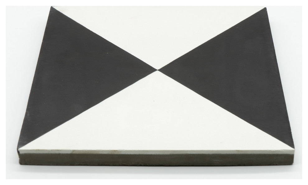 8"x8" Anfa Handmade Cement Tile, Black/White, Set of 12