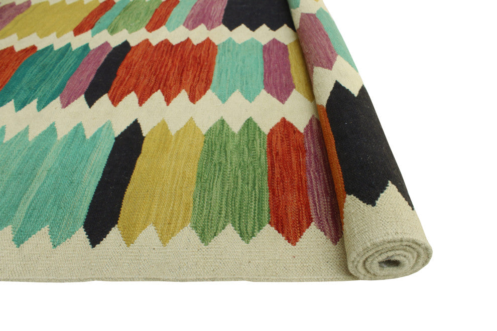 Modern Flatweave Milford Ivory/Red Rug, 5'10x7'11