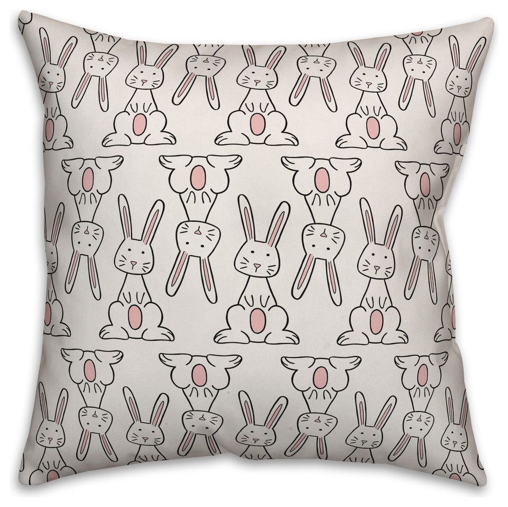 Happy Bunny Pattern 18x18 Throw Pillow Cover