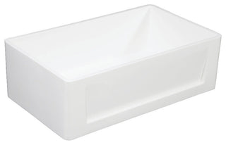 Solid Surface White Stone Front Farmhouse Single Bowl Kitchen Sink, Matte White