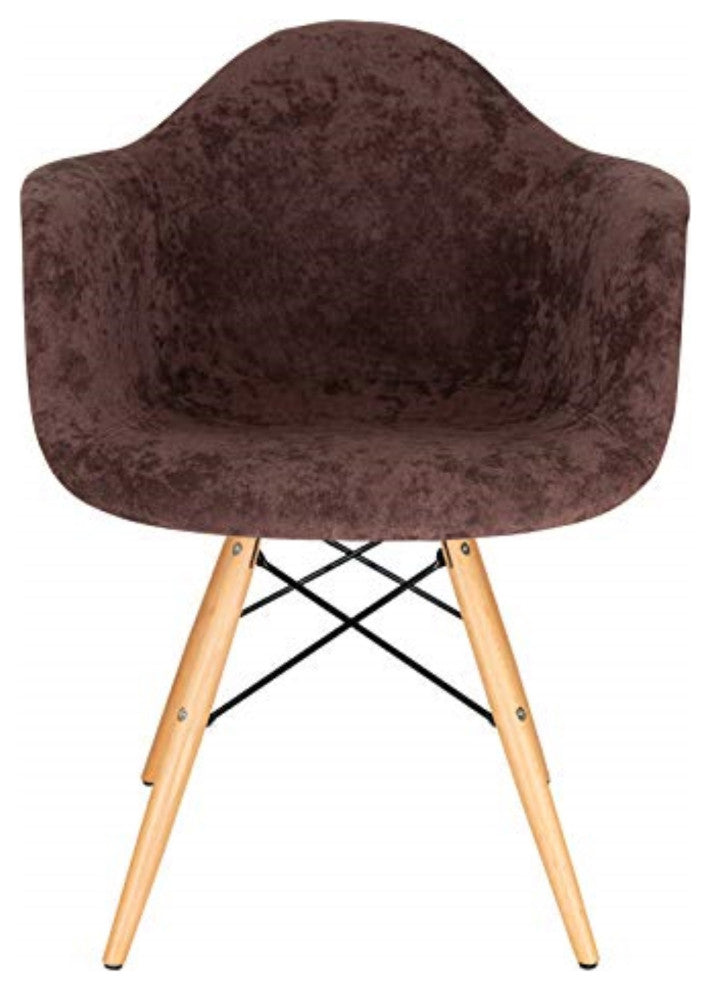 LeisureMod Willow Velvet Eiffel Wooden Base Accent Chair Set of 2