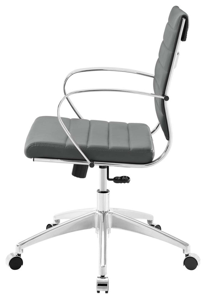 Computer Work Desk Chair, Faux Leather, Gray, Modern, Home Business Office
