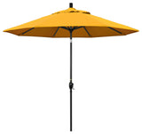 9' Matted Black Push-Button Tilt Crank Aluminum Umbrella, Yellow Pacifica