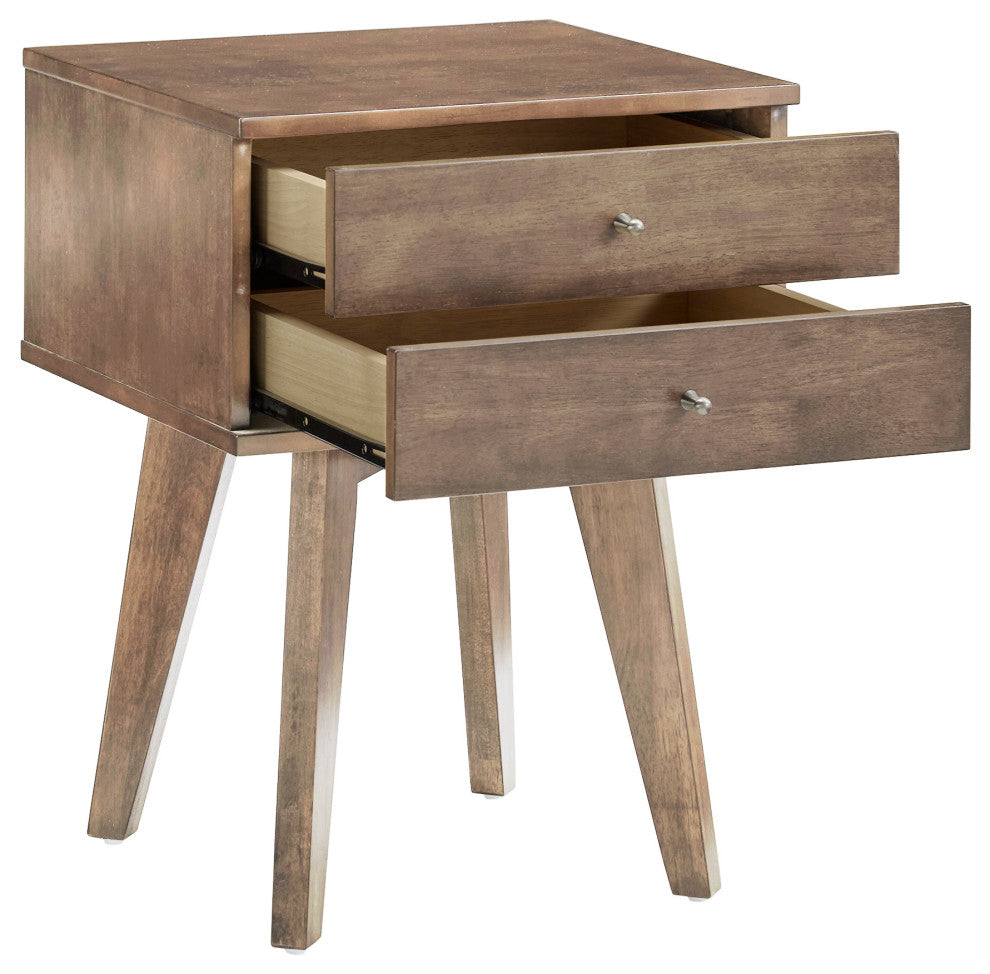 Donna 2-Drawer Wood Finish Nightstand, Gray