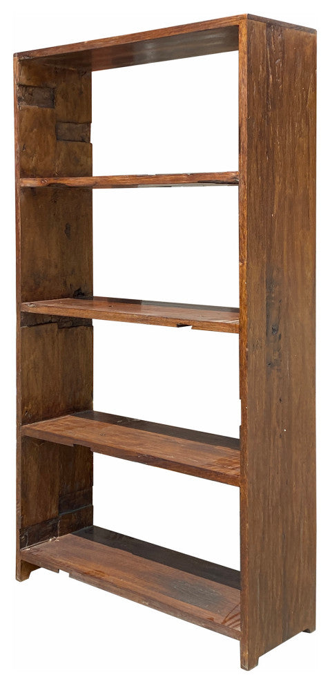 Rustic Raw Old Wood Open Shelf Brown Bookcase Display Cabinet Hcs6932