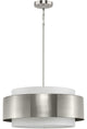 Silva Collection Three-Light Brushed Nickel White Linen Shade Pendant