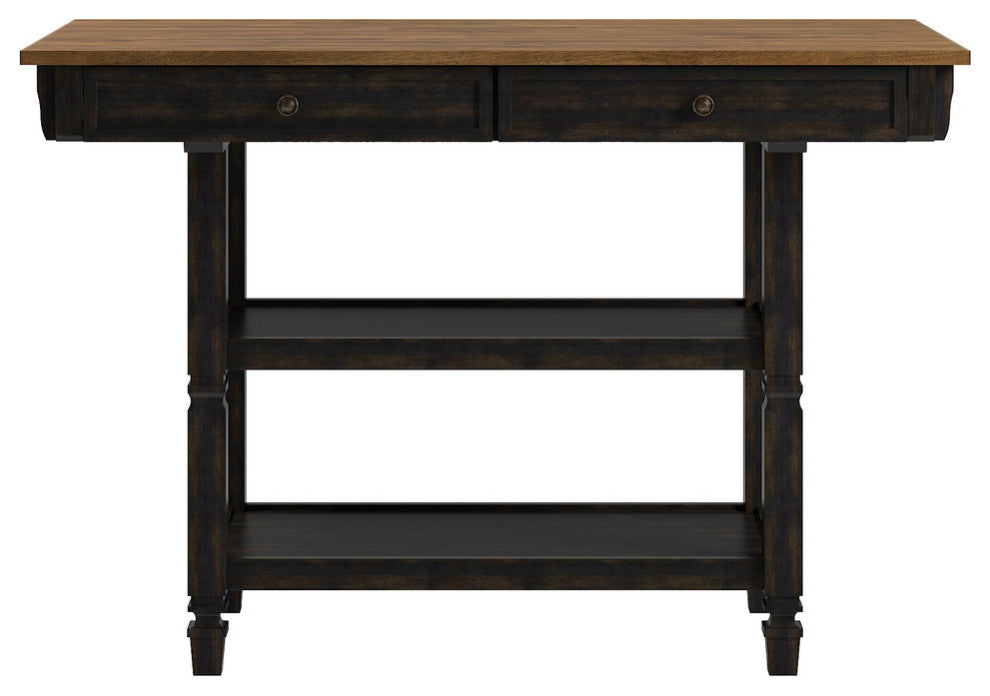 Harvey Two-Tone Kitchen Island Buffet, Antique Black