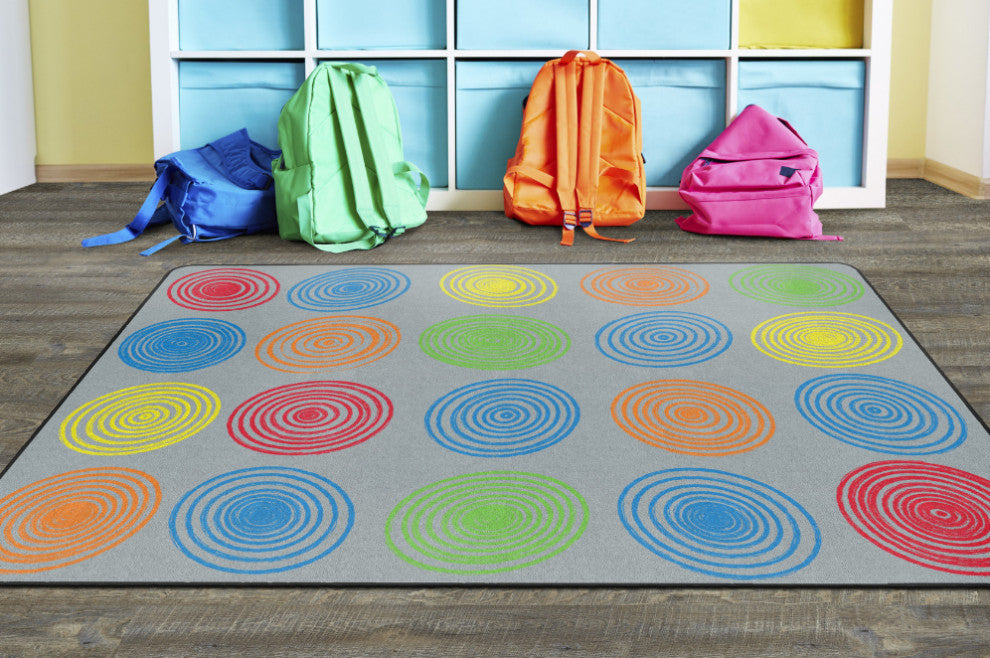 Flagship Carpets VA413-32A 6'X8'4" Circles Grey & Multi Educational Rug