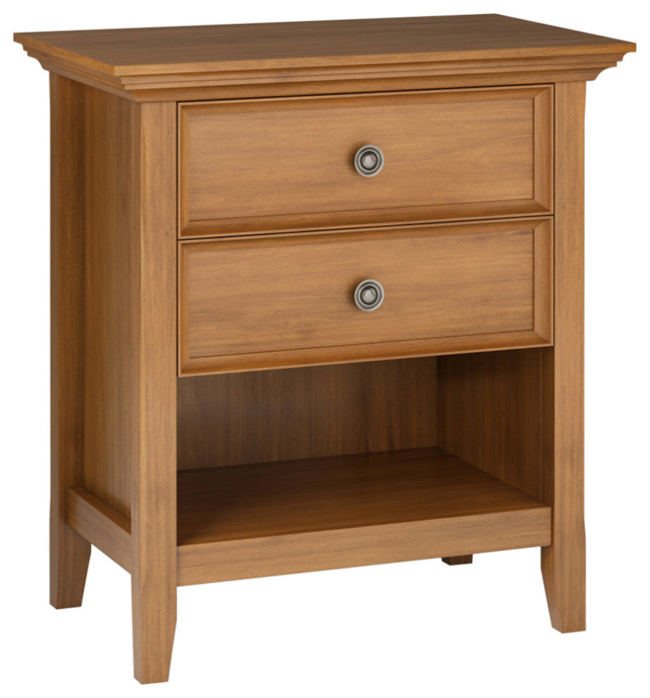 Amherst Solid Wood Bedside Table, Light Golden Brown