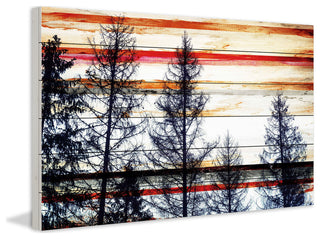 "Red Striped Sky" Print on White Wood, 45"x30"