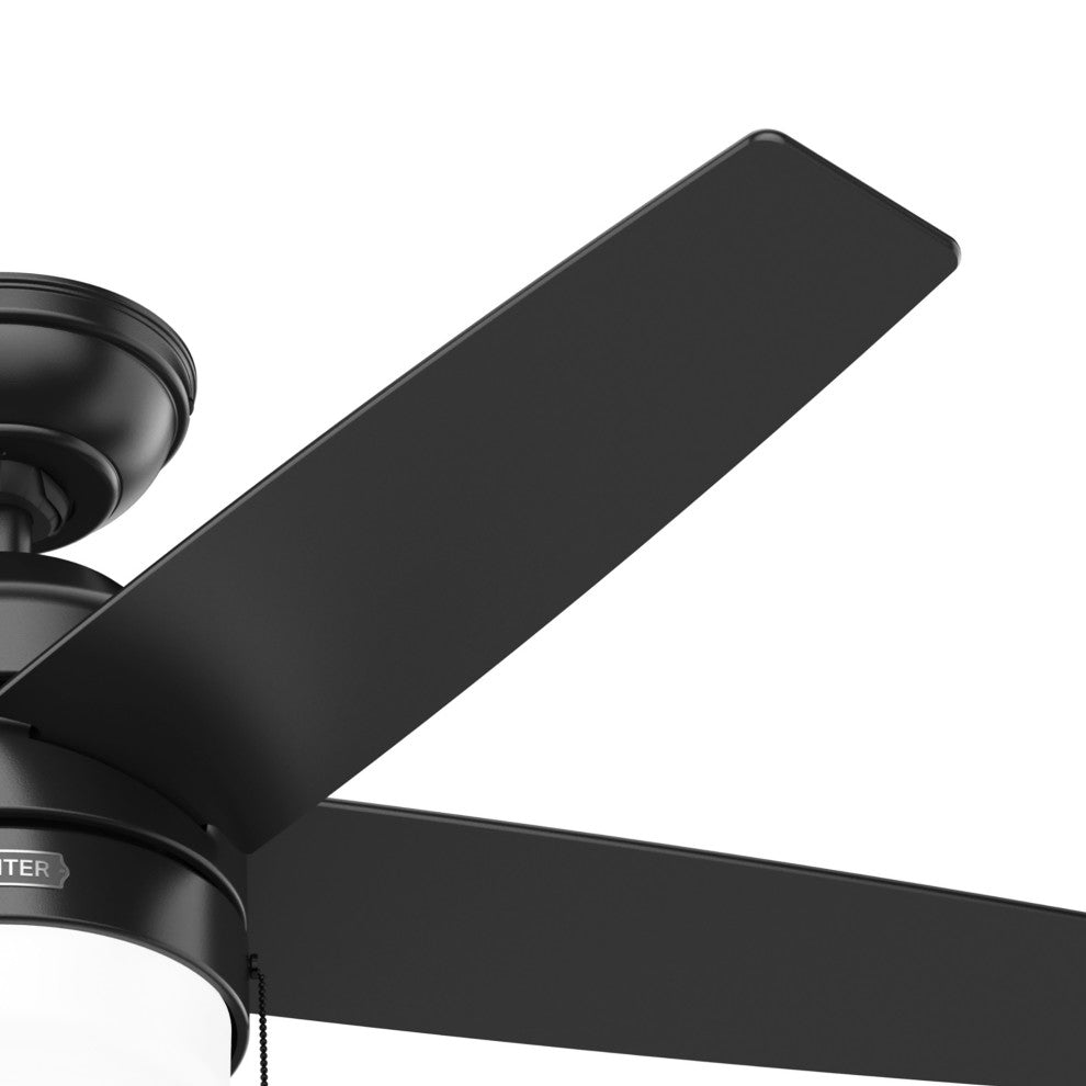 Hunter 44" Bardot Matte Black Ceiling Fan, LED Kit, Pull Chain