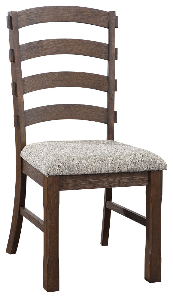 ACME Pascaline Side Chair, Set of 2, Gray Fabric, Rustic Brown and Oak Finish